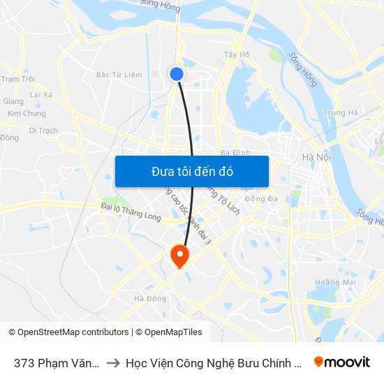 373 Phạm Văn Đồng to Học Viện Công Nghệ Bưu Chính Viễn Thông map