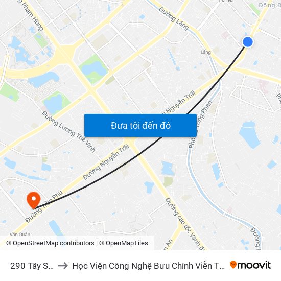 290 Tây Sơn to Học Viện Công Nghệ Bưu Chính Viễn Thông map