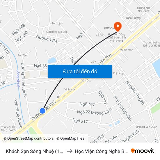 Khách Sạn Sông Nhuệ (148 Trần Phú- Hà Đông) to Học Viện Công Nghệ Bưu Chính Viễn Thông map