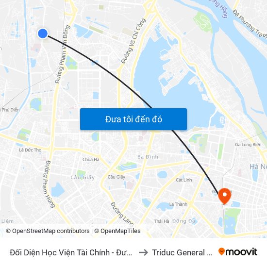 Đối Diện Học Viện Tài Chính - Đường Đức Thắng to Triduc General Hospital map