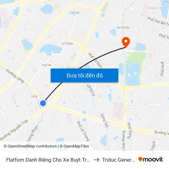 Flatfom Dành Riêng Cho Xe Buýt Trước Nhà 45 Đường Láng to Triduc General Hospital map