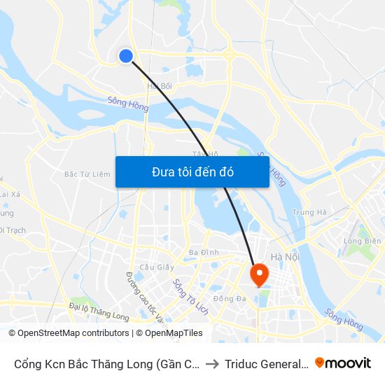 Cổng Kcn Bắc Thăng Long (Gần Cầu Vượt Bộ Hành) to Triduc General Hospital map