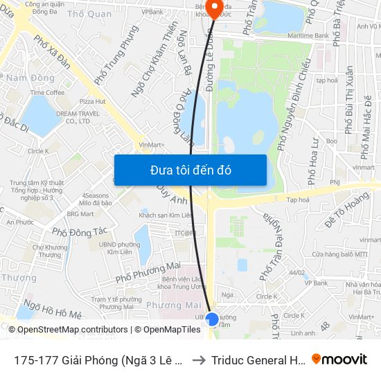 175-177 Giải Phóng (Ngã 3 Lê Thanh Nghị) to Triduc General Hospital map