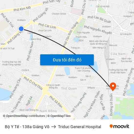 Bộ Y Tế - 138a Giảng Võ to Triduc General Hospital map