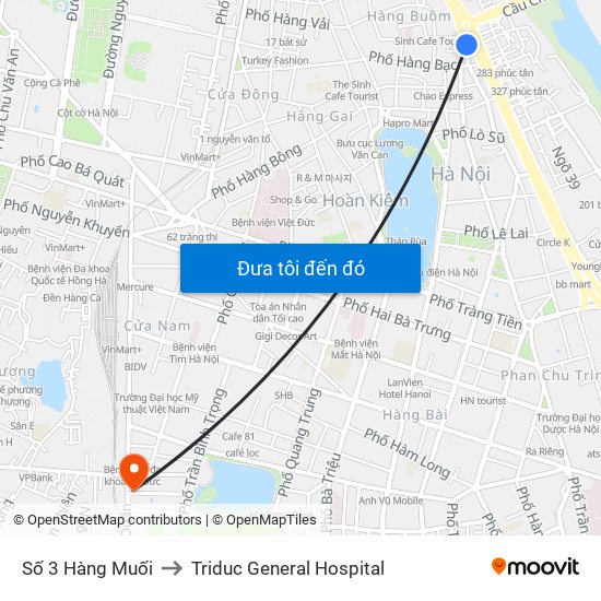 Số 3 Hàng Muối to Triduc General Hospital map