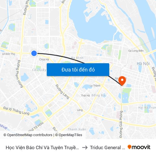 Học Viện Báo Chí Và Tuyên Truyền - 36 Xuân Thủy to Triduc General Hospital map