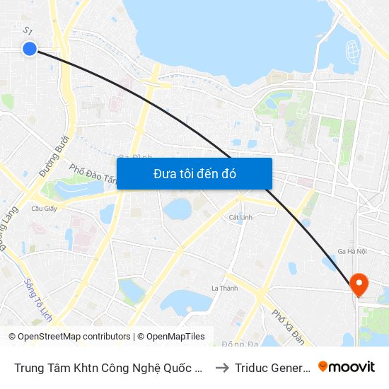 Trung Tâm Khtn Công Nghệ Quốc Gia - 18 Hoàng Quốc Việt to Triduc General Hospital map