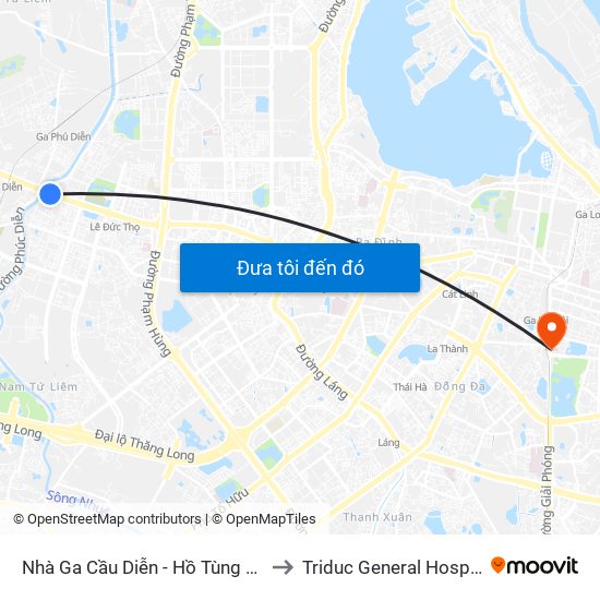 Nhà Ga Cầu Diễn - Hồ Tùng Mậu to Triduc General Hospital map