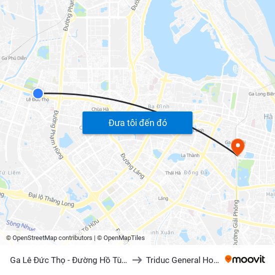 Ga Lê Đức Thọ - Đường Hồ Tùng Mậu to Triduc General Hospital map