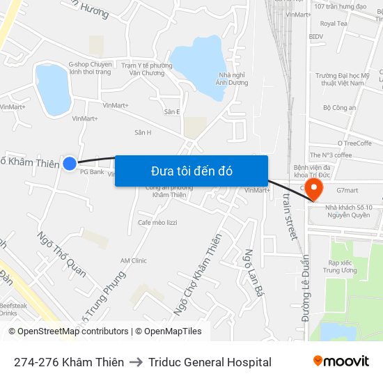 274-276 Khâm Thiên to Triduc General Hospital map