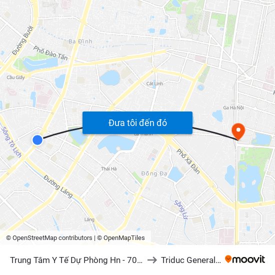 Trung Tâm Y Tế Dự Phòng Hn - 70 Nguyễn Chí Thanh to Triduc General Hospital map