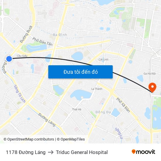 1178 Đường Láng to Triduc General Hospital map