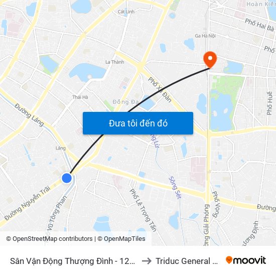 Sân Vận Động Thượng Đình - 129 Nguyễn Trãi to Triduc General Hospital map