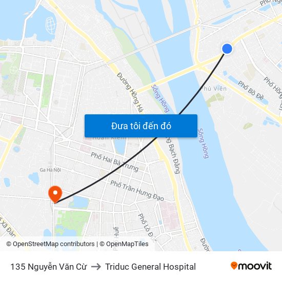 135 Nguyễn Văn Cừ to Triduc General Hospital map