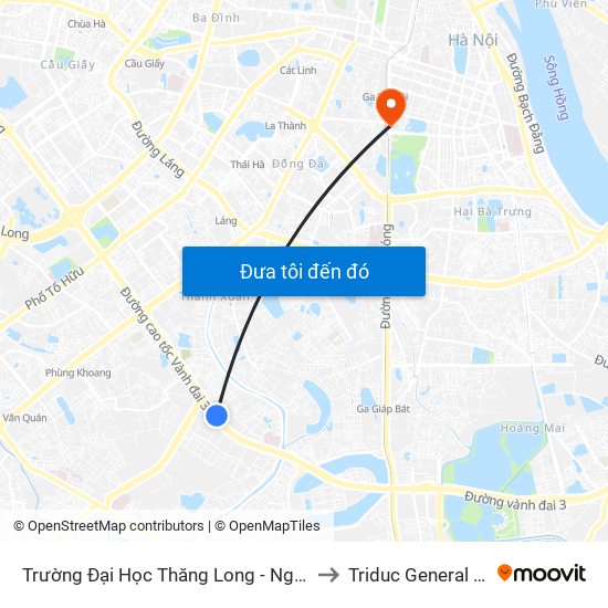 Trường Đại Học Thăng Long - Nghiêm Xuân Yêm to Triduc General Hospital map