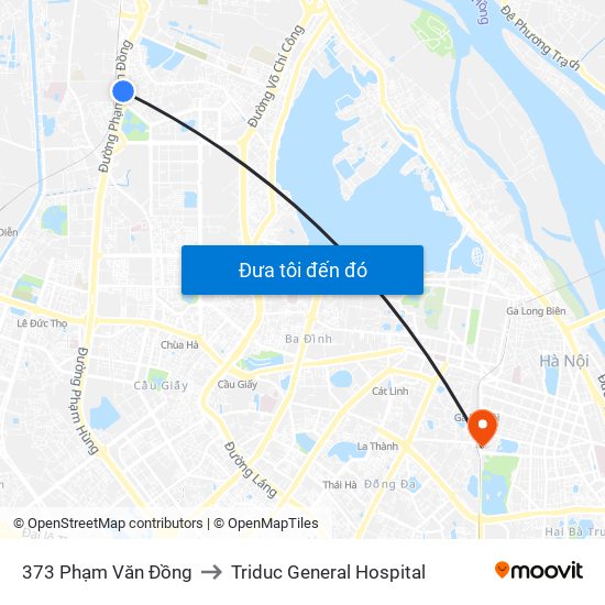373 Phạm Văn Đồng to Triduc General Hospital map