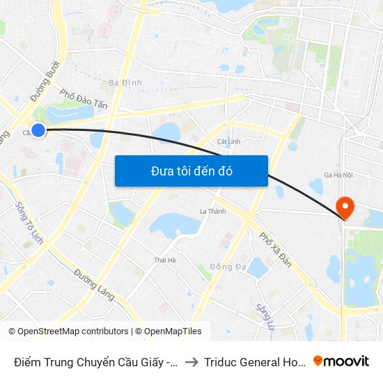 Điểm Trung Chuyển Cầu Giấy - Gtvt 02 to Triduc General Hospital map