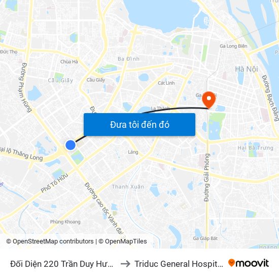Đối Diện 220 Trần Duy Hưng to Triduc General Hospital map