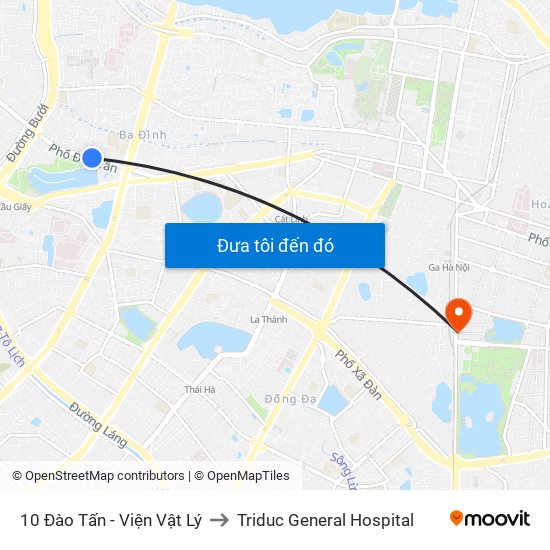 10 Đào Tấn - Viện Vật Lý to Triduc General Hospital map
