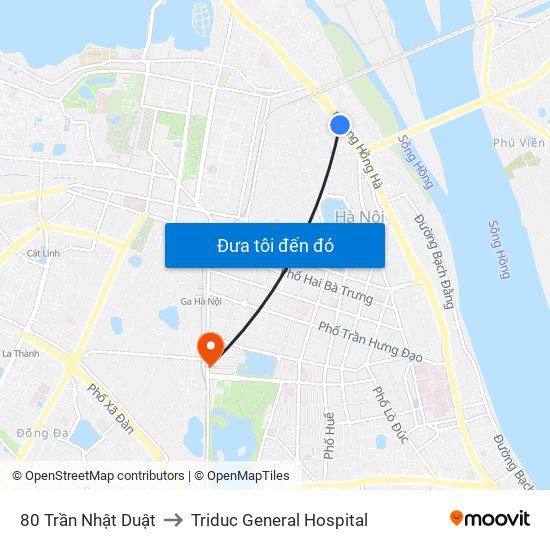 80 Trần Nhật Duật to Triduc General Hospital map