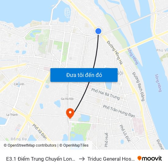 E3.1 Điểm Trung Chuyển Long Biên to Triduc General Hospital map