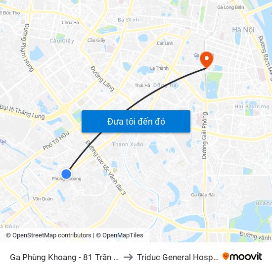 Ga Phùng Khoang - 81 Trần Phú to Triduc General Hospital map