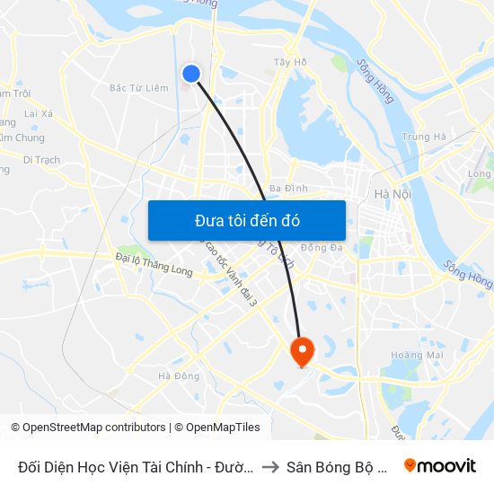 Đối Diện Học Viện Tài Chính - Đường Đức Thắng to Sân Bóng Bộ Công An map