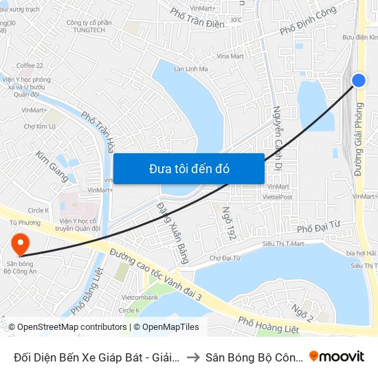 Đối Diện Bến Xe Giáp Bát - Giải Phóng to Sân Bóng Bộ Công An map