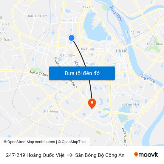 247-249 Hoàng Quốc Việt to Sân Bóng Bộ Công An map