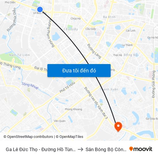 Ga Lê Đức Thọ - Đường Hồ Tùng Mậu to Sân Bóng Bộ Công An map