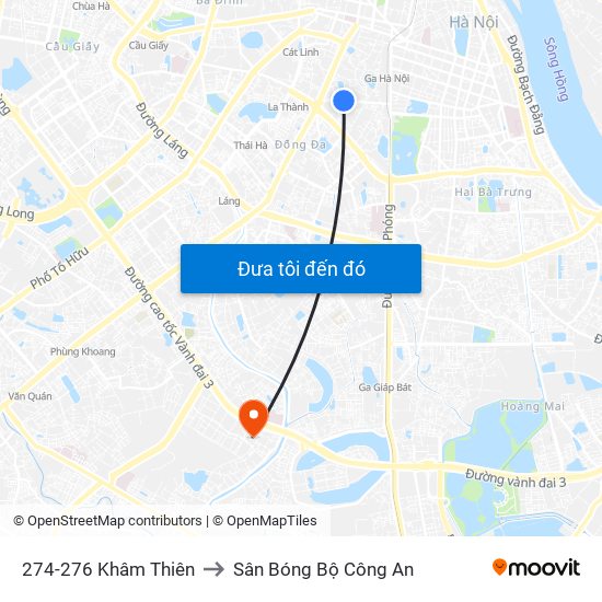 274-276 Khâm Thiên to Sân Bóng Bộ Công An map