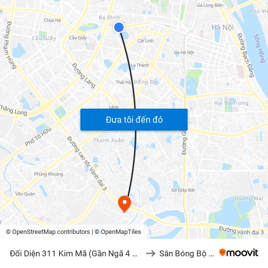 Đối Diện 311 Kim Mã (Gần Ngã 4 Kim Mã - Vạn Bảo) to Sân Bóng Bộ Công An map