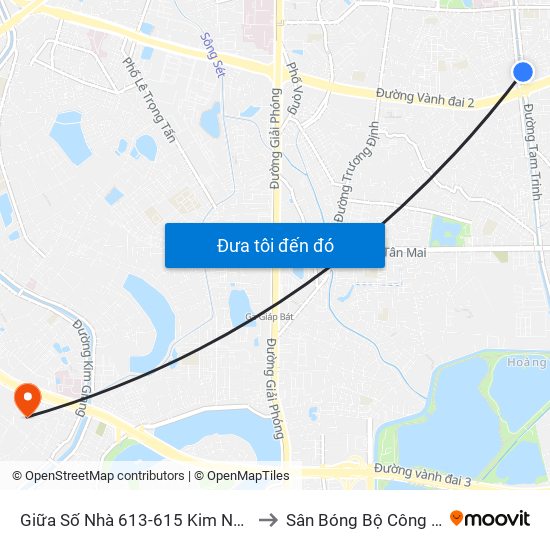 Giữa Số Nhà 613-615 Kim Ngưu to Sân Bóng Bộ Công An map