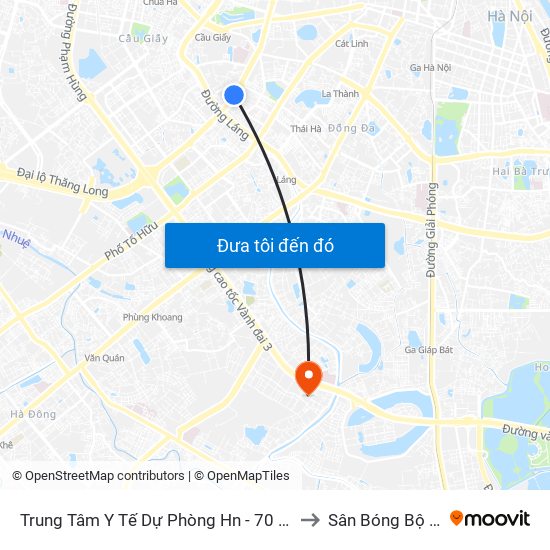 Trung Tâm Y Tế Dự Phòng Hn - 70 Nguyễn Chí Thanh to Sân Bóng Bộ Công An map