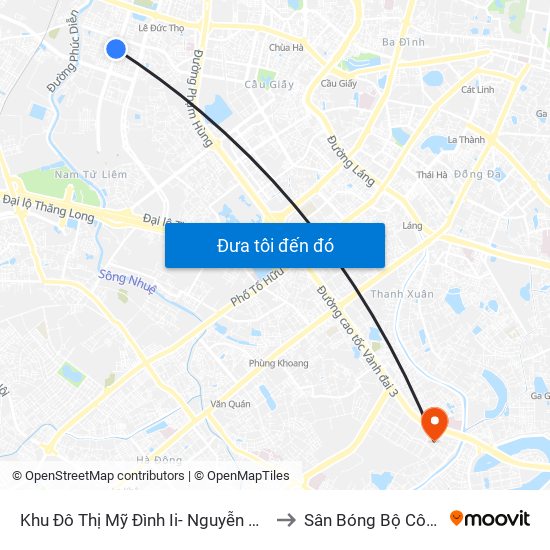 Khu Đô Thị Mỹ Đình Ii- Nguyễn Cơ Thạch to Sân Bóng Bộ Công An map