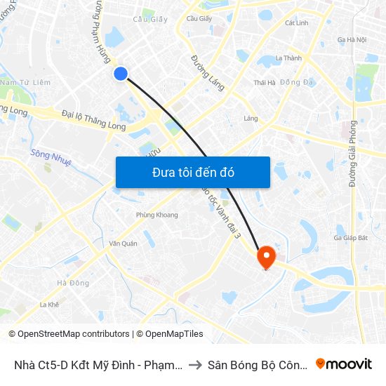 Nhà Ct5-D Kđt Mỹ Đình - Phạm Hùng to Sân Bóng Bộ Công An map