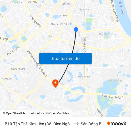 B10 Tập Thể Kim Liên (Đối Diện Ngõ 46b Phạm Ngọc Thạch) to Sân Bóng Bộ Công An map