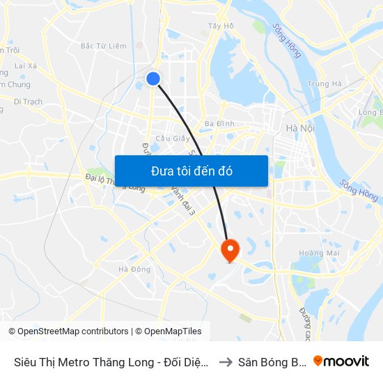 Siêu Thị Metro Thăng Long - Đối Diện Ngõ 599 Phạm Văn Đồng to Sân Bóng Bộ Công An map