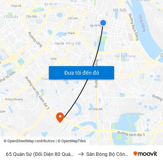 65 Quán Sứ (Đối Diện 80 Quán Sứ) to Sân Bóng Bộ Công An map