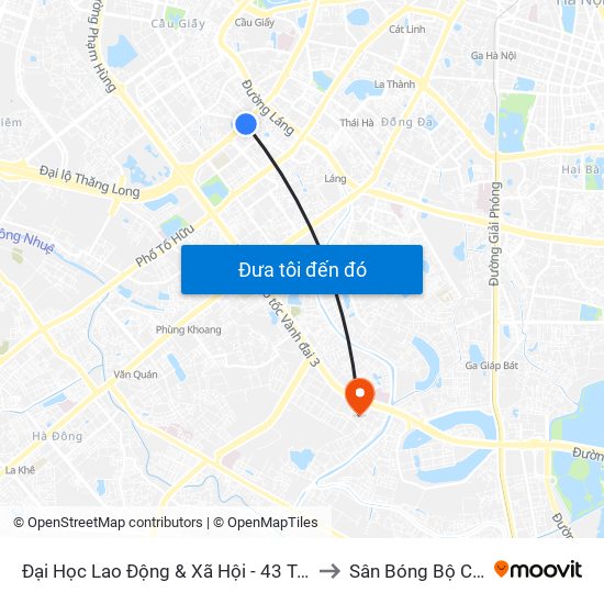 Đại Học Lao Động & Xã Hội - 43 Trần Duy Hưng to Sân Bóng Bộ Công An map