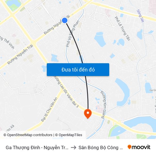 Ga Thượng Đình - Nguyễn Trãi to Sân Bóng Bộ Công An map