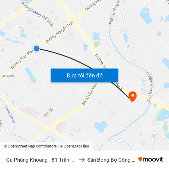 Ga Phùng Khoang - 81 Trần Phú to Sân Bóng Bộ Công An map