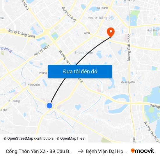 Cổng Thôn Yên Xá - 89 Cầu Bươu to Bệnh Viện Đại Học Y map