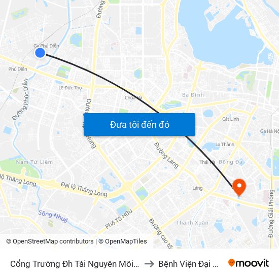 Cổng Trường Đh Tài Nguyên Môi Trường to Bệnh Viện Đại Học Y map