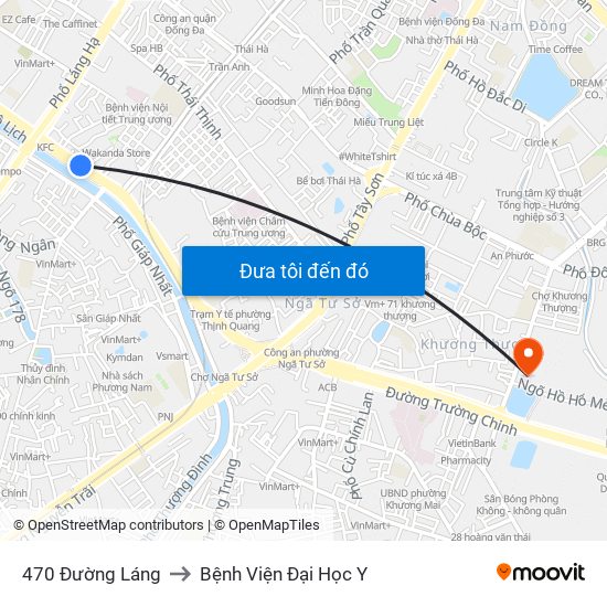 470 Đường Láng to Bệnh Viện Đại Học Y map