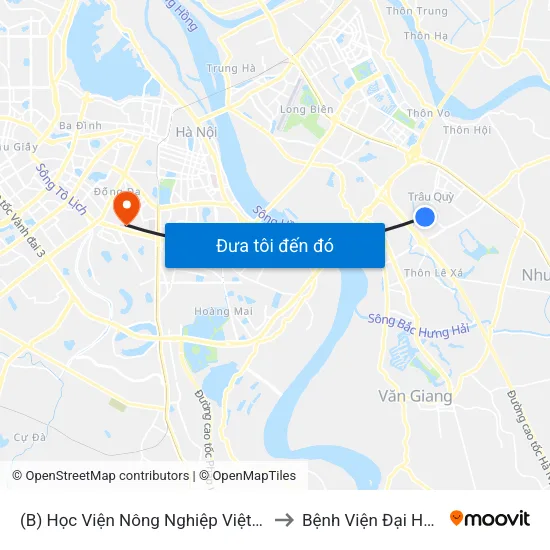 (B) Học Viện Nông Nghiệp Việt Nam to Bệnh Viện Đại Học Y map