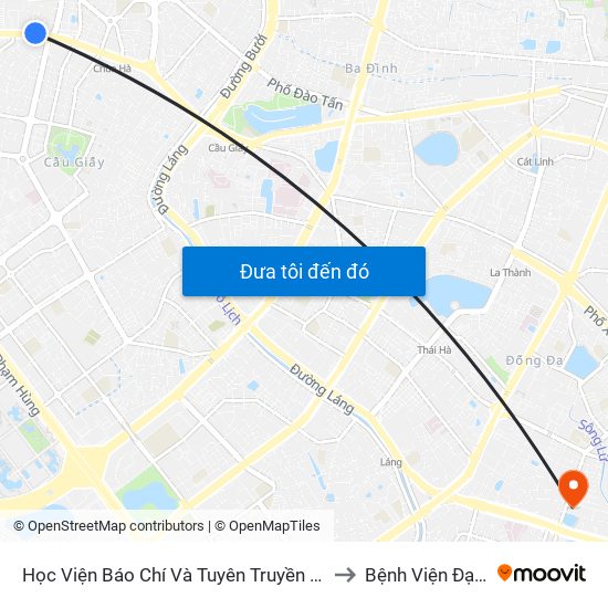 Học Viện Báo Chí Và Tuyên Truyền - 36 Xuân Thủy to Bệnh Viện Đại Học Y map