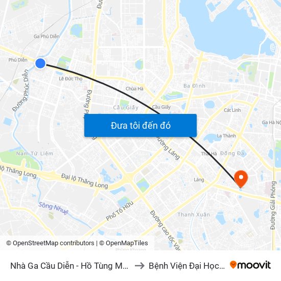 Nhà Ga Cầu Diễn - Hồ Tùng Mậu to Bệnh Viện Đại Học Y map