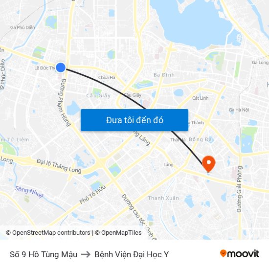 Số 9 Hồ Tùng Mậu to Bệnh Viện Đại Học Y map