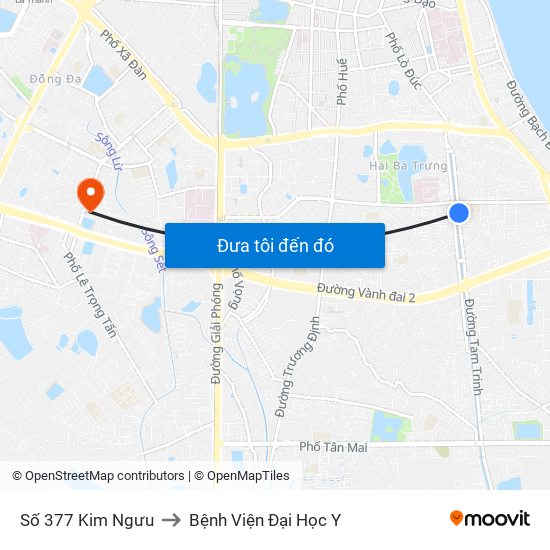 Số 377 Kim Ngưu to Bệnh Viện Đại Học Y map